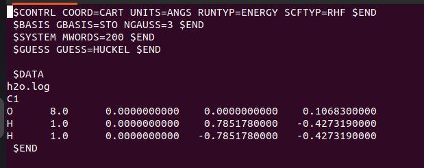 RHF-INPUT
